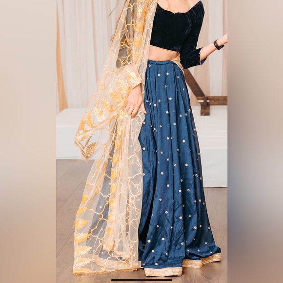 Navy blue Indian lehenga - Picture 3 of 5